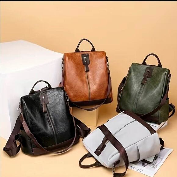 Vegan Leather Backpack One Shoulder Messenger Anti Theft Waterproof Travel main image 8